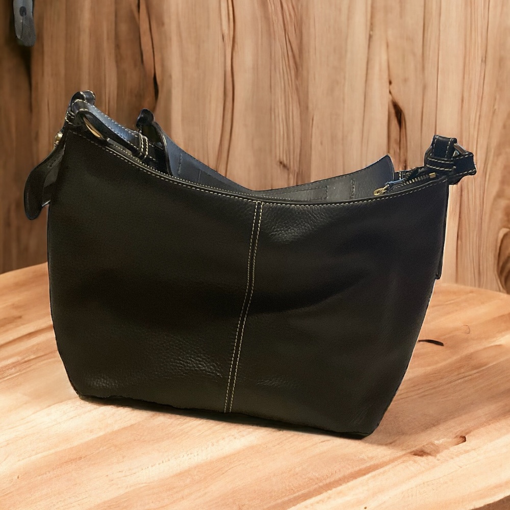 DOONEY & BOURKE Vintage Pebble Leather Hobo Bag - Black - Picture 3 of 5